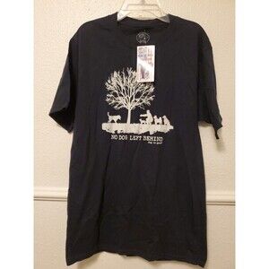Dog is Good Men's T-Shirt "No Dog Left Behind" Short Sleeve Black Size S Small